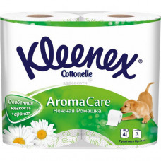 Туалетная бумага Kleenex 3-х слойная с ароматом ромашки 4шт