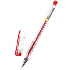Ручка гелевая 0.5 мм красный стержень прозрачный корпус